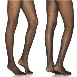 NEW Small FALKE Dot Tight in Black Sheer Stockings Polkadot Polka Dot